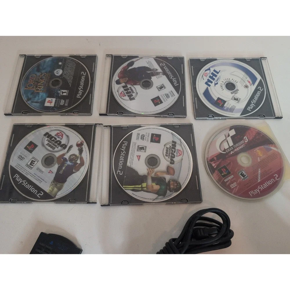 Sony PlayStation 2 PS2 Fat Black Console SCPH-30001 + Contollers, Box & Games